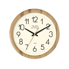 Nástenné hodiny JVD H608.2 – tichý chod a svetlý drevený dekor (22 cm)